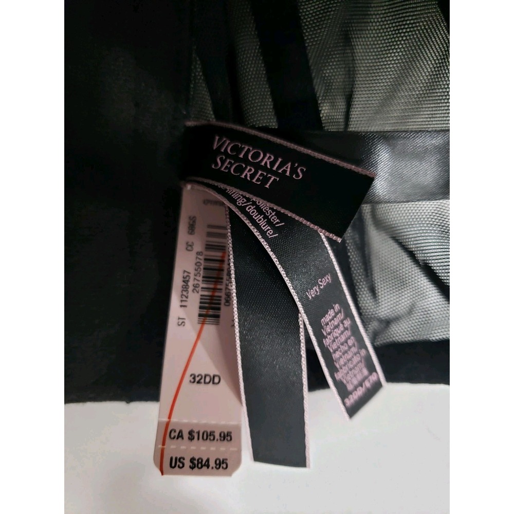 Victorias Secret Very Sexy Cherry Bra Longline Corset Sheer Black Lace Size 32DD - Picture 6 of 7